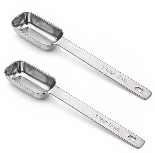 2 Pcs 1 Tablespoon 15 ml Tablespoon Measuring Spoon, Stainless Steel Single Measuring Spoon Individual Tablespoons Heavy Duty Measurings Spoons with Long Handle for Spice Jar Coffee Loose Tea