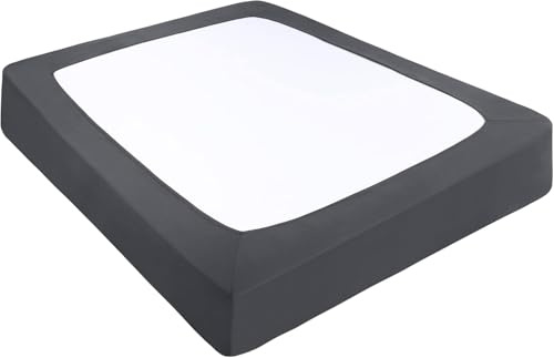 Jupe de lit 160x200 140x190 180x200, Elastique Housse de Cadre Style Enveloppant Couleur Unie Housse de Cadre - 38cm de Hauteur(Gris foncé,180x200+38cm)