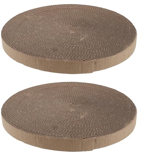 Beaupretty Recambio para Rascador de Gatos de Cartón Corrugado, Almohadillas Redondas de 35 Cm de Diámetro, 2 Piezas, Repuesto para Tabla de Garras, Accesorio para Juego y Ejercicio