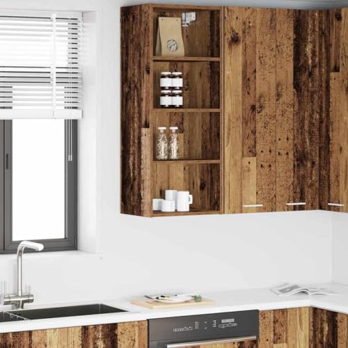 Keeushr Armadietto pensile moderno in legno con contenitore per utensili da cucina e stoviglie, effetto legno antico nelle dimensioni 40 x 29,5 x 100 cm, design semplice con finitura liscia