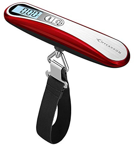 MYCARBON Digitale Kofferwaage Gepäckwaage Analog für Reisekoffer Küche Angeln 50KG / 110 lb Hängewaage Digitalwaage Fischwaage Rote