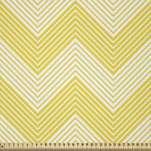 ABAKUHAUS Winkel Microfaser Stoff als Meterware, Monotone Stripes Muster, Deko Basteln Polsterstoff Textilien, 2M (230x200cm), Hellgelb und Gelb