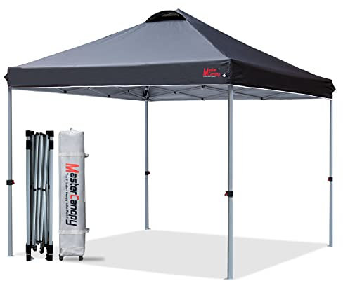 MasterCanopy 2,5 x 2,5 m Pop-up-Pavillon Faltpavillon Festzelt mit Entlüftung für Markt, Garten, Events, Schwarz