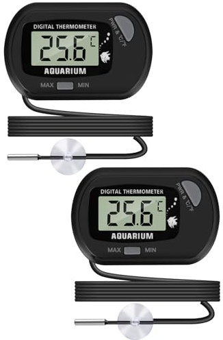 Thlevel Aquarium Thermometer LCD Digitalanzeige mit Saugnapf und Sonde für Reptilien Inkubator Gewächshaus 2 Stücke