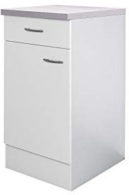 Flex-Well Küchenschrank UNNA - Unterschrank klassisches Weiß - 1-türig, 1 Schublade - Breite 40 cm - Weiß