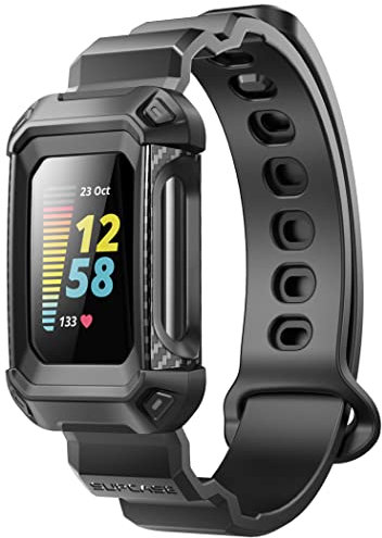 SUPCASE Unicorn Beetle Pro Watch Bands for Fitbit Charge 5 (2021),Protective Replacement Wristband Case Band (Black)