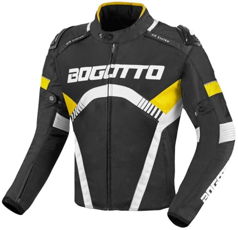 Bogotto Boomerang Wasserdichte Motorrad Textil Jacke, schwarz/gelb, XL
