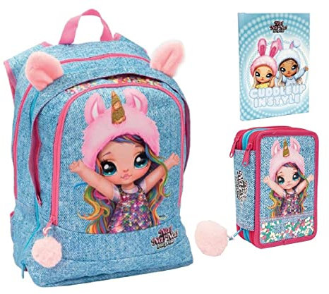 Nanana - Mochila extensible con correas acolchadas y respaldo para llevar a la oficina, ideal para 3 pisos, con diario 2022/2023, 7 bolígrafos y llavero de lentejuelas + bolígrafo LED