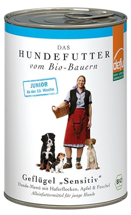 defu Hundefutter | 12 x 400 g | Junior Bio Geflügel Sensitiv | Premium Bio Nassfutter Menü für Junge Hunde