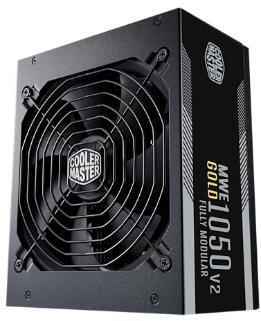 Cooler Master MWE Gold 1050 V2 ATX 3.0 Alimentation PC 100% Modulaire - Prise EU - Support ATX 3.0, PSU 80 Plus Gold 1050W, Ventilateur FDB 140mm, Seuil de Température Élevée, Garantie 10 Ans