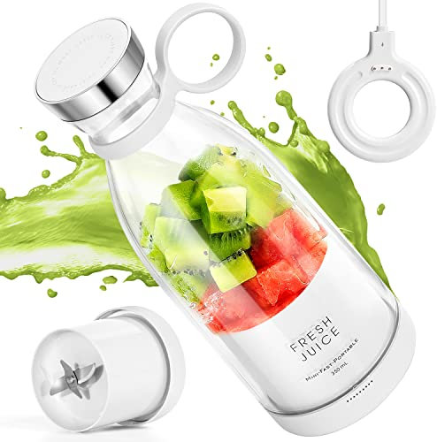 MIAOKE Tragbarer Mixer, modischer, tragbarer Mixer für Shakes und Smoothies, 334 ml, magnetischer USB-Schnellladung, Mini-Flasche, für Reisen, Outdoor, Fitnessstudio, Büro, Autos, Geschenk – WH