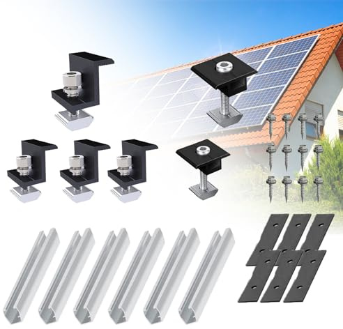 FungLam Solarmodul Befestigung 30 mm, Halterung Flachdach 12 cm, 4 Stück Endklemme Kit, Mittelklemme*2, Montage PV Set