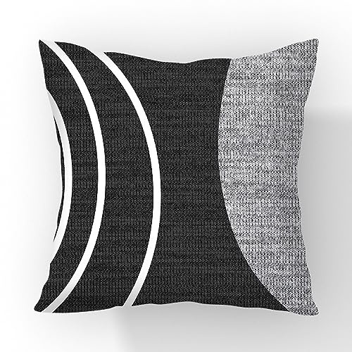 Kissen 60x60 Schwarz, Weiß, Grau Geometrie Sofakissen Baumwoll und Leinen Dekokissen Quadrat Kissenbezüge mit Reißverschluss Outdoor Kissen- für Wohnzimmer Auto Schlafzimmer
