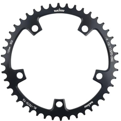 BIKECO Fahrrad Schmales breites Kettenblatt 110/130BCD 5 Schrauben Rundes Fahrradkettenblatt 36/38/40/42/44/46/48/50/52/54/56/58/60T Fahrradkettenblatt für 9 10 11 Gang Rennrad MTB (130BCD,42T)