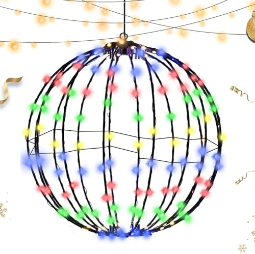Christmas LED Ball Lights Sphere, Christmas Lights, Large Hanging 100 LED Sphere Ball, Lighted Holiday Balls For Outdoor Indoor Party Yard Tree Garden Decorations Lights, Christmas Decoration Events