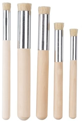 Ideen mit Herz Stupf-Pinsel | 5-er Set | hochwertige Künstlerpinsel | rund mit Borsten | Schablonieren | für Acryl, Aquarell, Ölfarben | versch. Größen