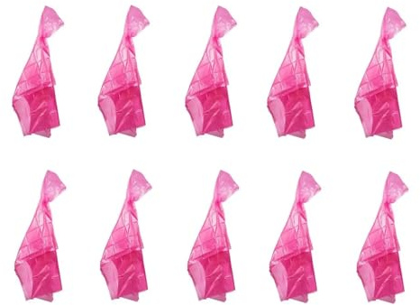 Provance 10 x regnponcho med huva regnjackor för konserter festivaler vandring cykling vattentät transparent blå gul eller rosa utomhusjacka regncape, ROSA, one size