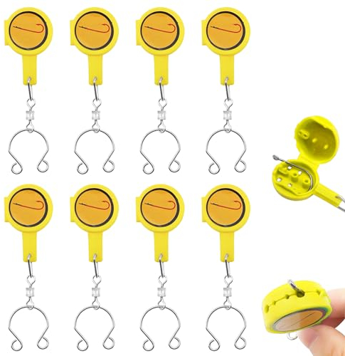 Angelknoten-Bindewerkzeug, Angelzubehör, einfaches Binden von Angelknoten, Angelzubehör für Anfänger, Fischköderhaken-Abdeckungen (gelb), 8 Stück
