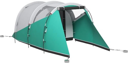 Outsunny Tenda da Campeggio 2-4 Persone Impermeabile con Stanza Separata, Tenda a Tunnel Familiare con Borsa di Trasporto, 460x260x190 cm, Verde