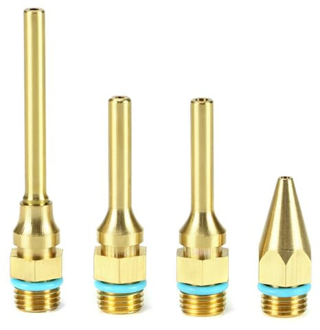 QWORK Set di 4 ugelli per pistola per colla in rame puro, set assortito di ugelli per pistola per colla, design anti-gocciolamento, punte di ricambio per pistole per colla a caldo, dimensioni 2 x 34