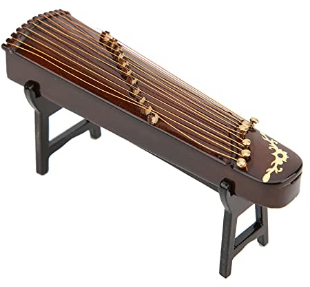 Modèle de Cithare Chinoise Miniature, de Décoration D'instrument de Musique en Bois Exquis, Lisse pour Bibliothèque, Bureau, Table, Salle de Musique (10 cm)