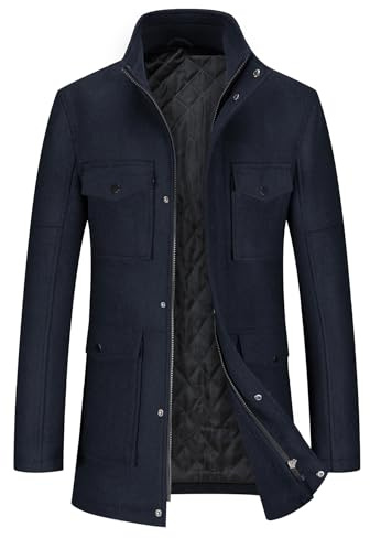 Allthemen Giacca Invernale Calda da Uomo Giacca Casual Con Colletto Alla Coreana Cappotto Con Cerniera di Media Lunghezza