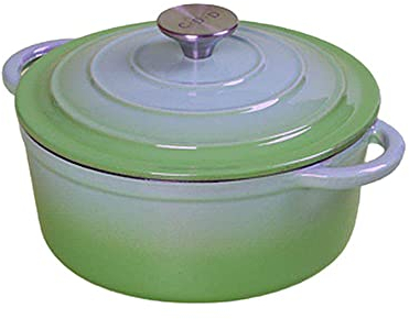 QTANZIQI Four à pain en fonte émaillée avec couvercle, cocotte ronde couverte, antiadhésive, en émail, pour four hollandais, convient pour la cuisson du pain, sur four électrique à gaz, vert, 22 cm