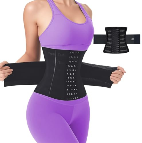 Fouvin Waist Trainer Bauchweggürtel zum Abnehmen, Fitnessgürtel Body Shaper, Bauchweggürtel Schwitzgürtel, Waist Trainer für Damen Fitness. Taillenformer