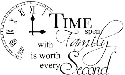 Wandaufkleber mit Uhr und inspirierendem Zitat „Moderner Familienliebe“ für Wohnzimmer, „Zeit, die mit der Familie verbracht wird“, Wandtattoo für Schlafzimmer, Vinyl, klein – 34x56cm