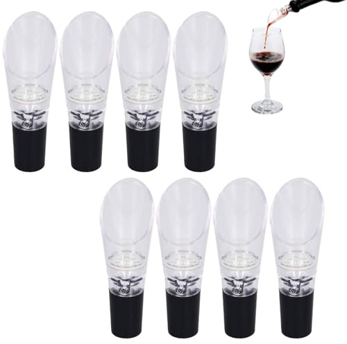 8 pièces aérateur de vin, filtre à vin bec verseur de vin aérateur de vin bec verseur Portable aération de vin aérateur de vin bec de décanteur (Silver)