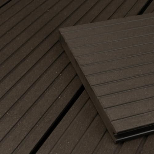 HORI WPC Terrassendiele XXL Dunkelgrau Braun | Terrassenplatten | beidseitig verwendbar | Terrassenboden | Dielen | WPC Holzfliesen | Terrasse Garten | Massiv | Dielenlänge: 3500 x 200 x 20 mm