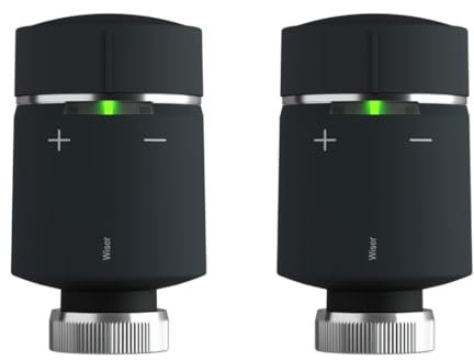 Wiser By Drayton Smart TRV Radiator Valve (2 Pack) Anthracite Radiator Thermostat for Existing Wiser Heating Systems