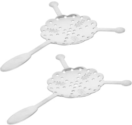 KICHOUSE 2pcs Hollow-Out Absinthe Spoon Stainless Steel Serving Spoons Absinthe Fountain Mesh Strainer