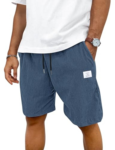 TARAINYA Mens Corduroy Shorts Cotton Casual Drawstring Summer with Pockets | 65%Cotton 35%Polyester,regular fit,drawstring elastic waist,slight stretch,beach