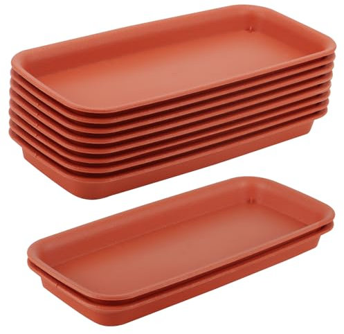 FAAING 10 Stück Plastik Pflanzen Untersetzer Rechteckig Terracotta, 30 cm Rechteckige Blumentopfuntersetzer Pflanztopf Untersetzer, Kunststoff Blumenuntersetzer für Blumenkästen Balkonkasten