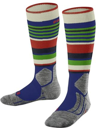 FALKE unisex - barn Skidstrumpor SK2 Intermediate K Kh ull funktionsmaterial varm tjock 1 par, Blå Yve 6714 Trend, 27-30