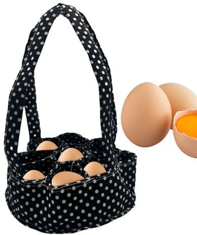 Zuasdvnk Cesta de recolección de huevos, contenedor con 7 bolsas para productos agrícolas, cesta de recogida portátil para recoger huevos frescos para granja