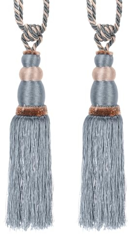 PATIKIL Nappe per Tende con Nappa, 2 Pezzi 28 Forma Zucca Nappa per Tende, Manufatto Legacci per Tende Cordone Decorativo per Casa, caffè, Ufficio, Grigio Blu