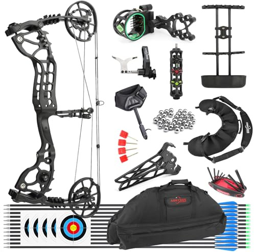 SHARROW Archery Compound Bow and Arrows Set for Adults, Dual-Use Compound Bow, 20-70 Lbs Draw Weight, IBO 430 fps, Fishing Hunting Bow Kit