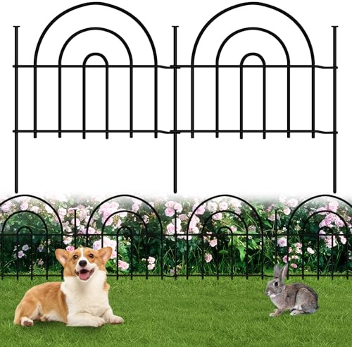 ULIOK Decorative Garden Fence, 15 Panels No Dig Fence 21.25ft(L) x13in(H) Animal Barrier for Dog Rabbit, Arched Flower Bed Wire Border Rustproof Metal Panel Fencing for Yard Patio Outdoor Decor