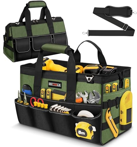 Profi-Werkzeugtasche mit 21 Fächern–Robuste Werkzeugaufbewahrung für Elektriker, Mechaniker & Handwerker, Weiche Griffe, Reißverschluss&Tragegurt, Ideal Weihnachtsgeschenke für Männer Papa Mama Frauen