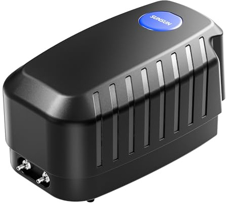 SunSun CAP-20 Aeratore acquario 8 W, ossigenatore per laghetti da giardino da 8 m³ e acquari, pompa d'aria 13 l/min con 4 uscite, sistema di aerazione con pietra d'aria e valvola di non ritorno