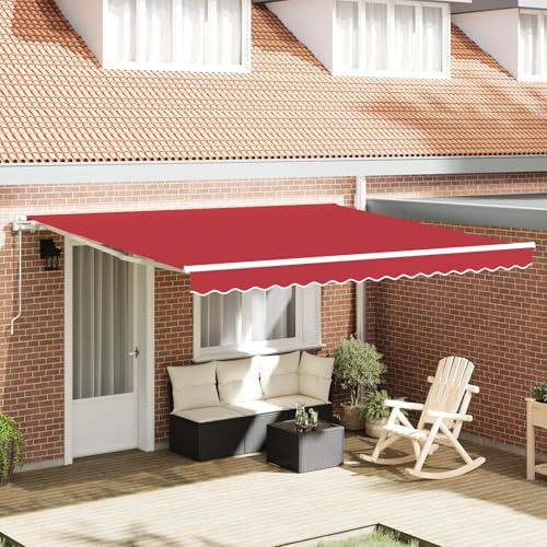 IKAYAA Toldo Motorizado 4 x 3.5 m, Toldo Electrico Exterior, Toldo Articulado Eléctrico con Mando a Distancia, Toldo Brazo Extensible para Terraza, Jardín, Rojo