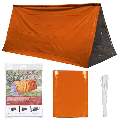 Deecam Tente de Survie avec Couvertures Thermiques, Abri Thermique de Sauvetage Pliable pour Aventures de Camping et de Randonnée en Plein Air