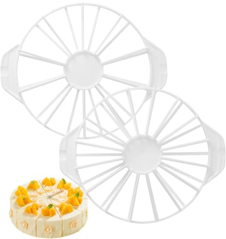 LUPATDY Tortenteiler Kuchenteiler Torteneinteiler 2er-Set Verstellbar Kunststoff Tortenteiler für 10/12 & 14/16 Stücke, Tortenbodenschneider für runde Kuchen, Küche Kuchen Gadget, ⌀ 27 cm