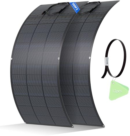 ECO-WORTHY Placa solar flexible 400 W, material ETFE, 18 BB, monocélula, 25% de alta conversión para balcón, RV, caravana, barco, techo, camping, casa, yate, superficies irregulares