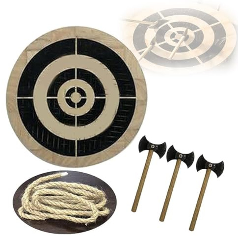 JLOZDM Cibles de Tomahawk en Bois，Cible de Lancer de Hache en Bois，Tableau de Dards Pendable en Bois avec 3 Petites Haches Fil Vis，Jeu de Dards Sûr pour Salon Jeu Chambre Partie Décoration Murale