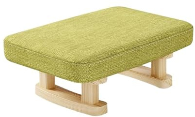 SHENJMAI Banco de meditación de Madera Taburete de sofá Madera Maciza Cuadrado Tela for Sala Estar, Cambio Zapatos, Banco pequeño Retro(Linen Matcha Green)