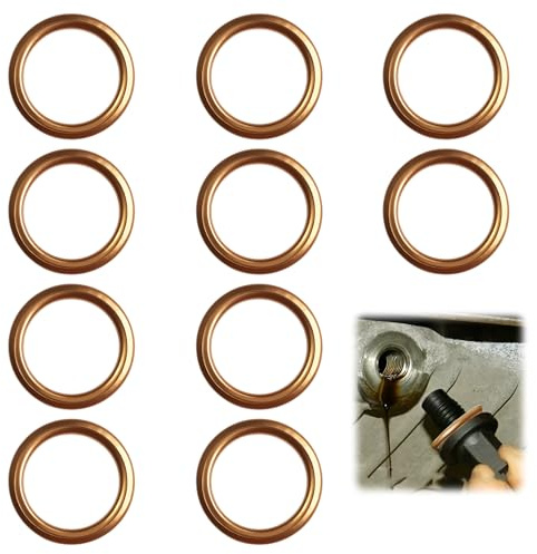 Ölablassschraube Dichtung Set für Citroën Peugeot, Kupferscheibe M16 x 22 | 10 Kupferdichtringe für Renault, Opel, MINI, Dacia, 7703062062, 11137546275, 7703062023, 11026-00QAB, 31338, 4404724, 7546275