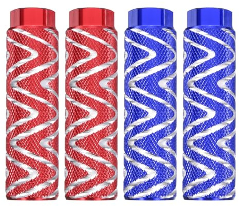 QUARKZMAN 2 Paar Fahrrad Pegs Aluminiumlegierung Hintere Stunt Pegs Anti-Rutsch Fußpedale Passend Für 3/8 Achsen Für Mountain Bike BMX Rot & Blau